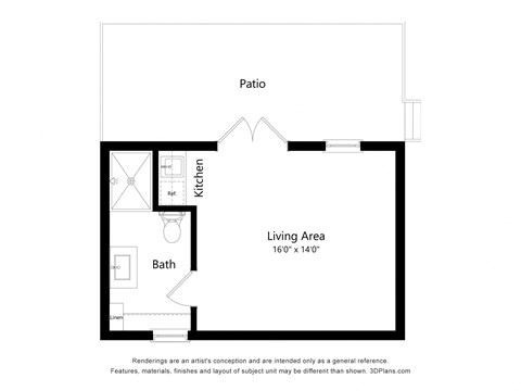 Cabin studio 1 bath C at Salinas Sunset Apartments, Salinas, California